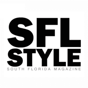 A black and white logo of the south florida magazine.