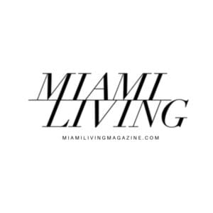 A black and white image of the logo for miami living magazine.