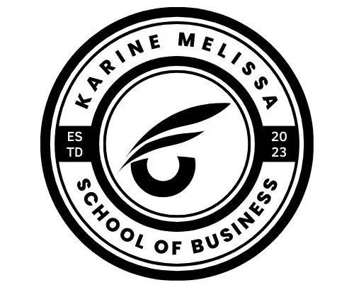 A black and white logo of the school of business.