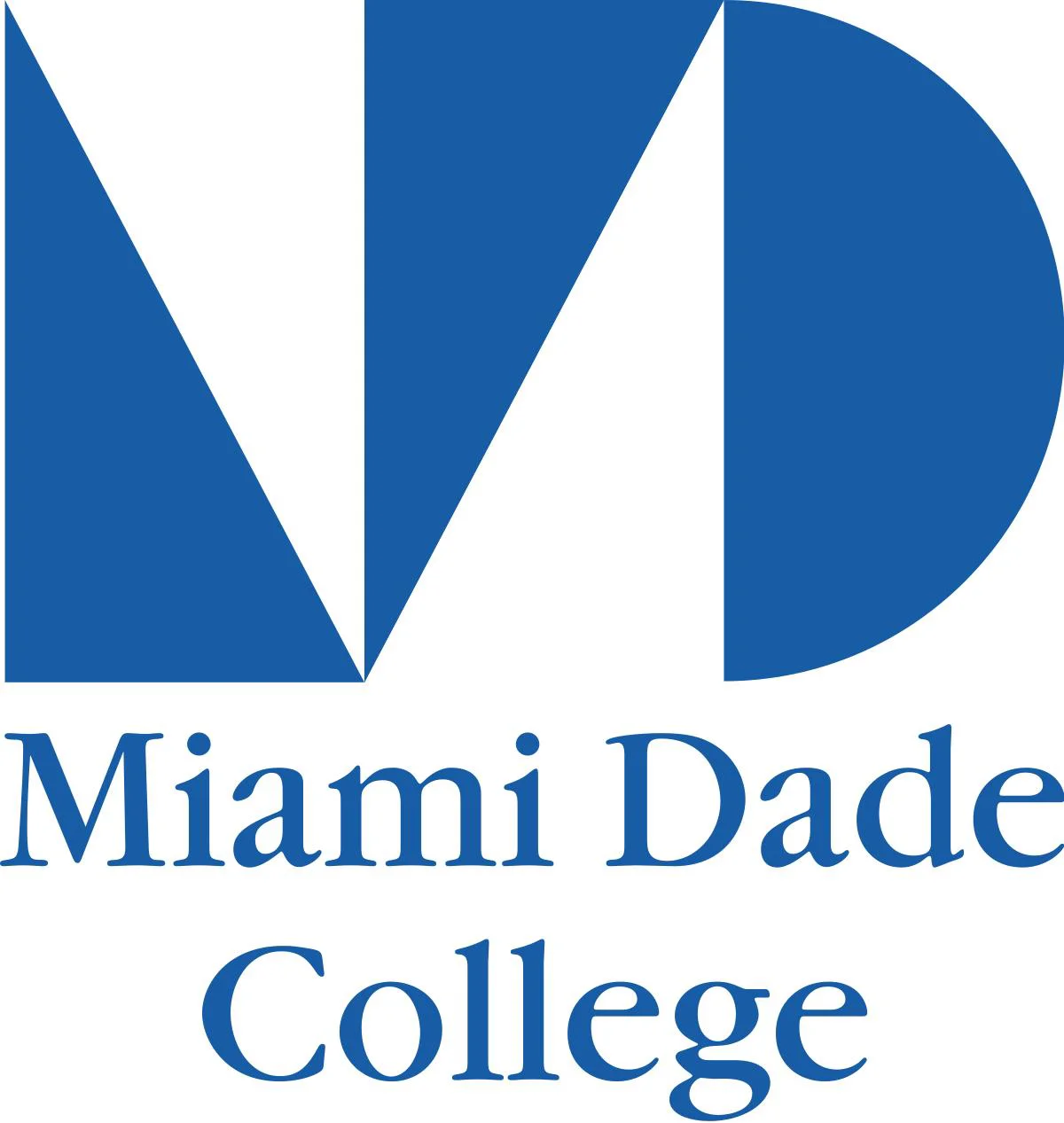 A blue and white logo of miami dade college.