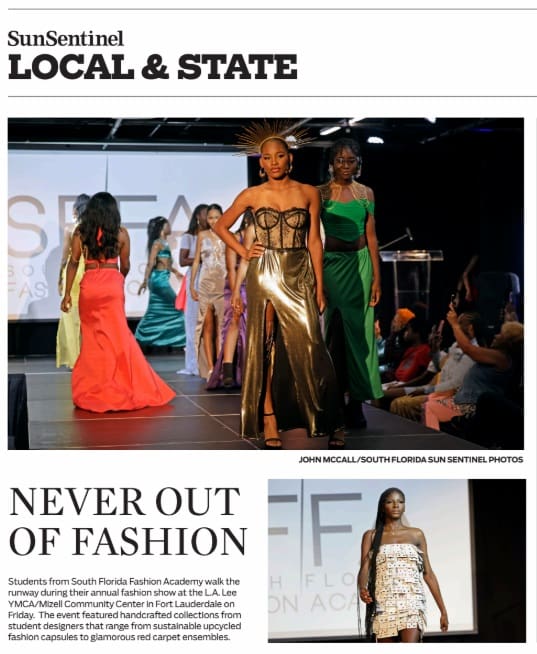 A newspaper article with several images of fashion.